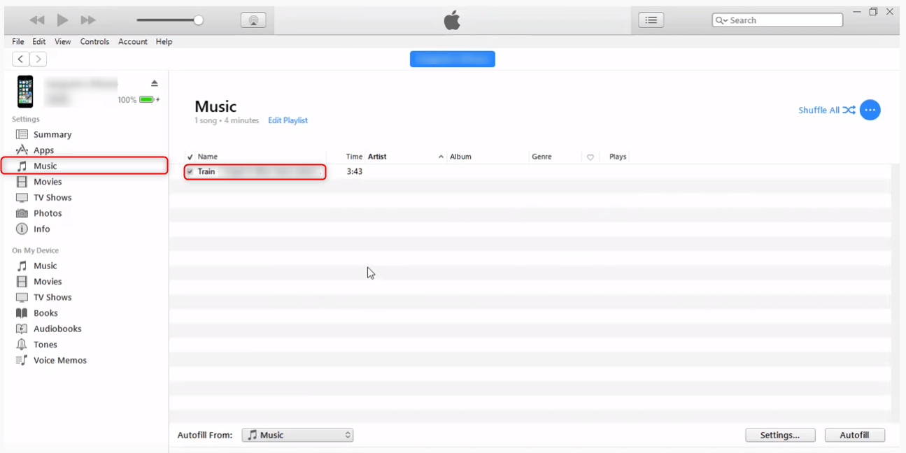 la musica è elencata su itunes