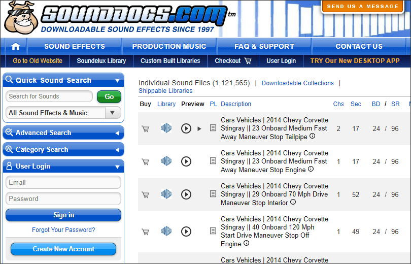 ottenere effetti audio da sounddogs