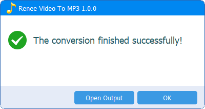 fare clic su ok per uscire dall'avanzamento della conversione in renee audio video to mp3
