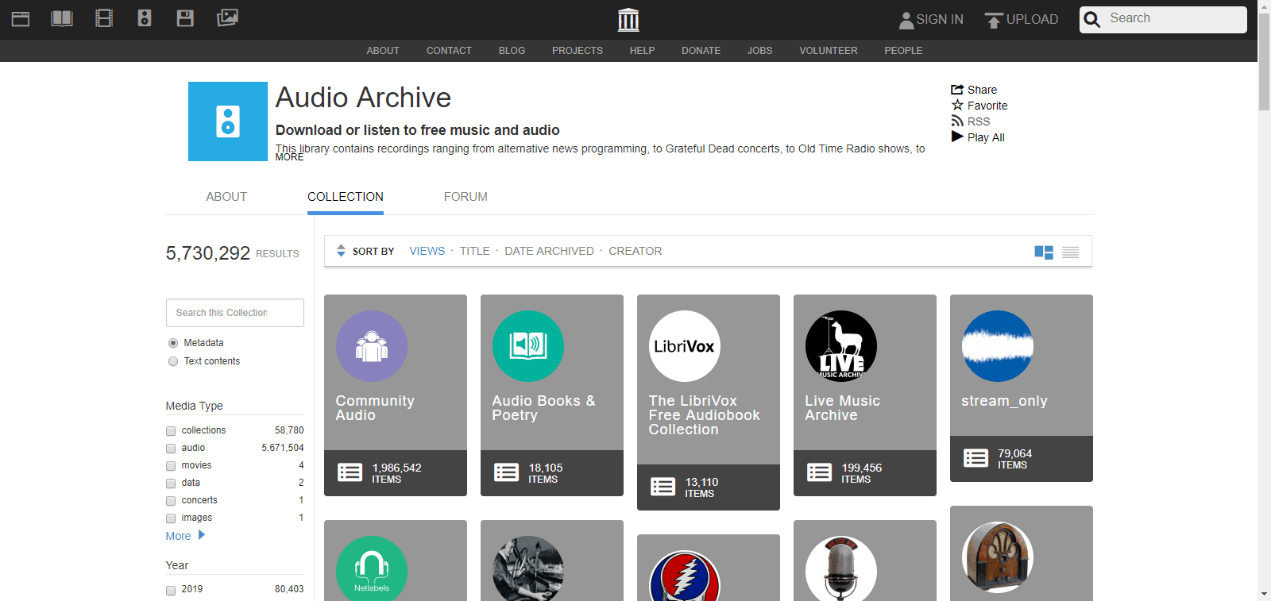 sito web dell'audioarchivio