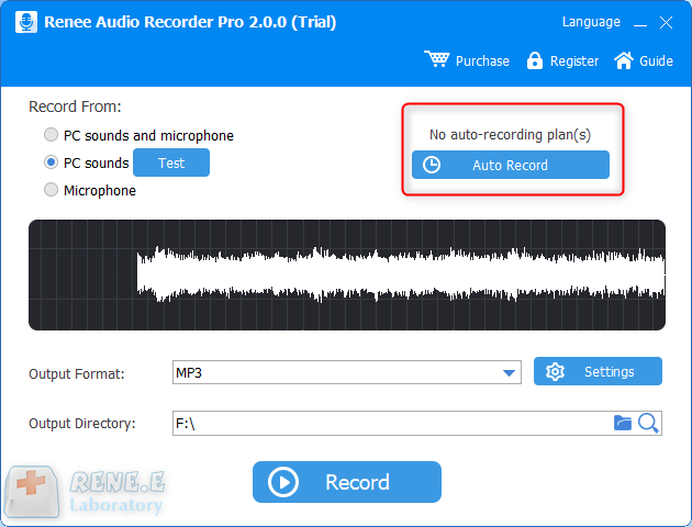 musica online in mp3 impostare la registrazione automatica in renee audio recorder pro