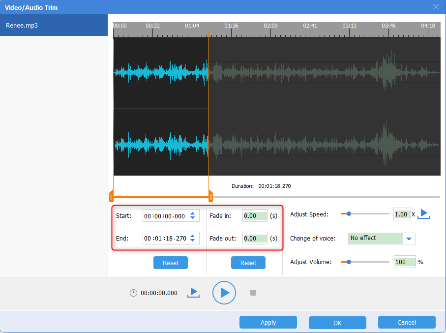 tagliare e modificare la prima musica