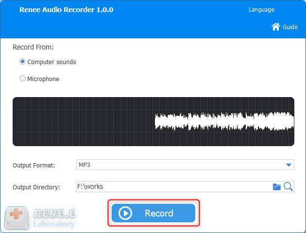 click per estrarre l'audio da un video di youtube in renee audio recorder pro