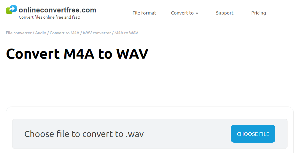 trasferire m4a in wav con il convertitore online gratuito