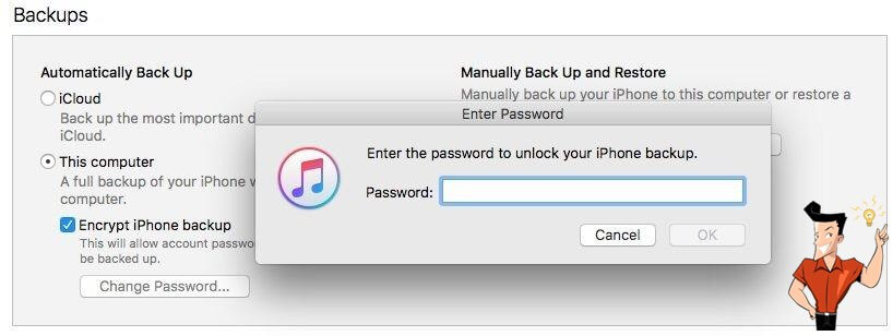 password di backup di iphone dimenticata