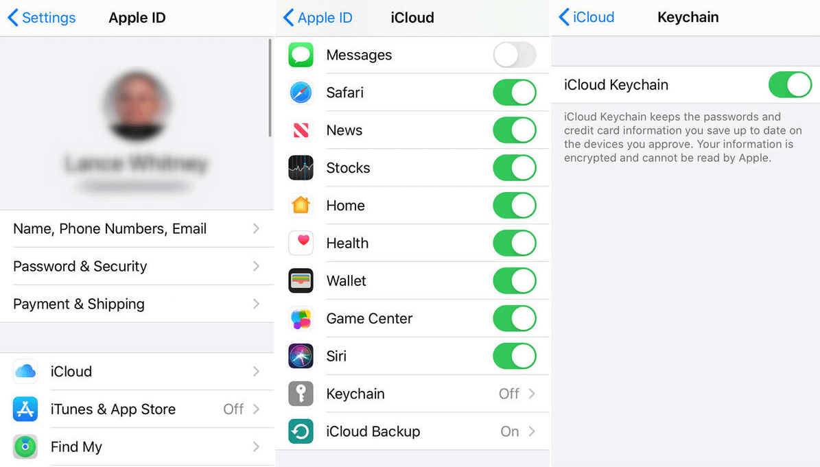 gestire la password nel portachiavi di icloud