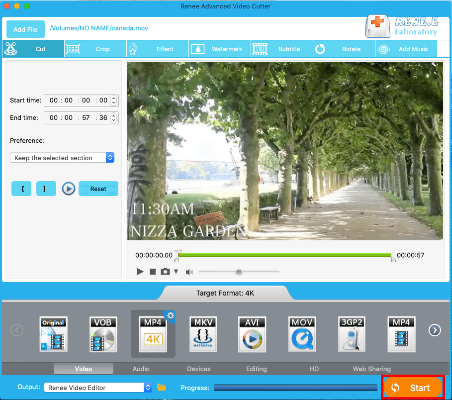 come convertire mov in mp4 su mac con renee video editor