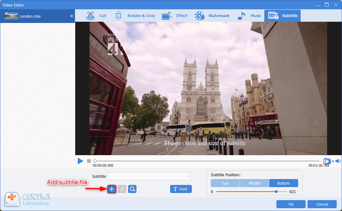 aggiungere sottotitoli ai video mkv in renee video editor pro