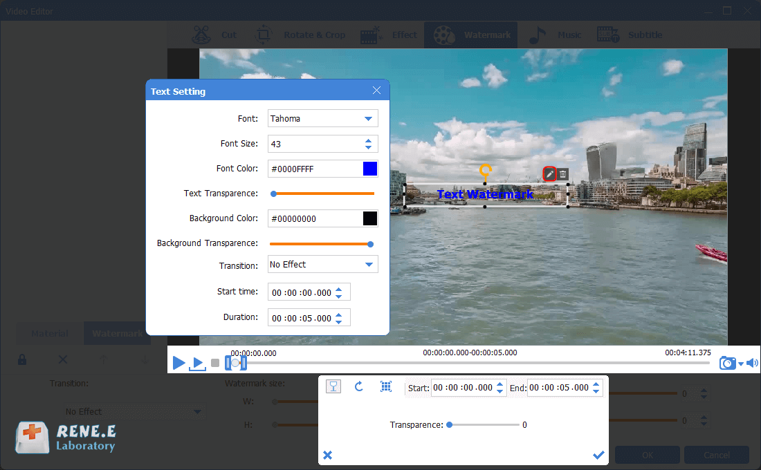 aggiungere e regolare la filigrana di testo ai video mkv in renee video editor pro