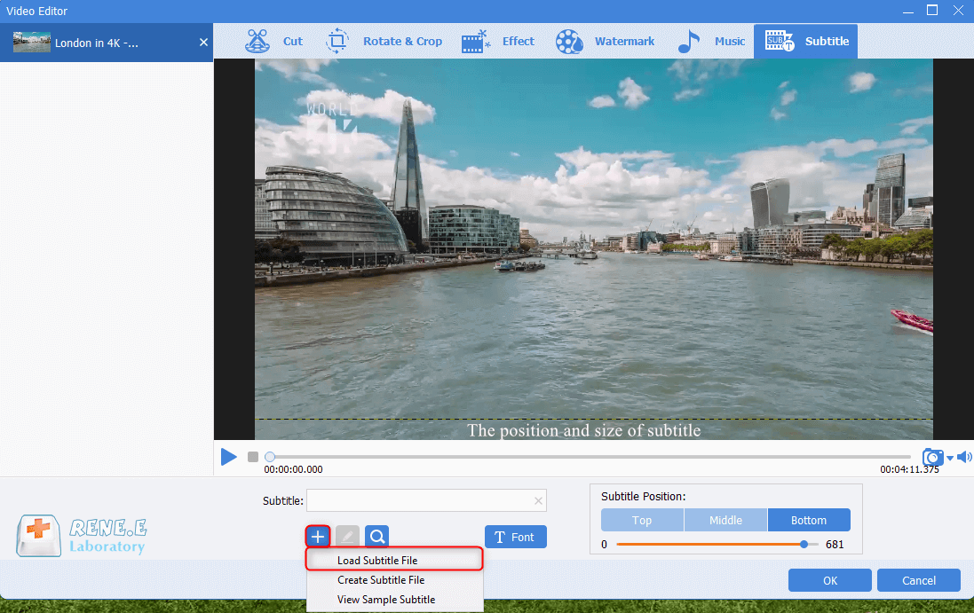 aggiungere sottotitoli srt ai video mkv in renee video editor pro