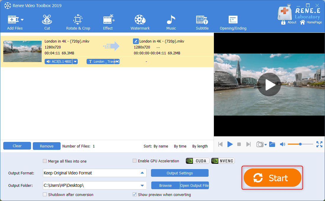 salvare e produrre video mkv in renee video editor pro