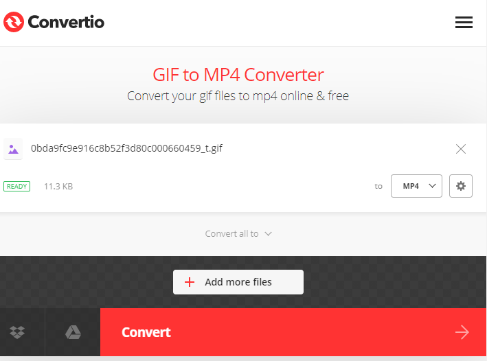 come convertire gif in mp4 su convertio