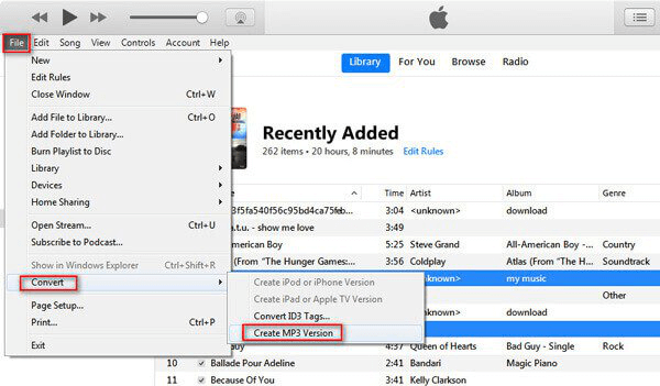 creare una versione mp3 per la musica di itunes