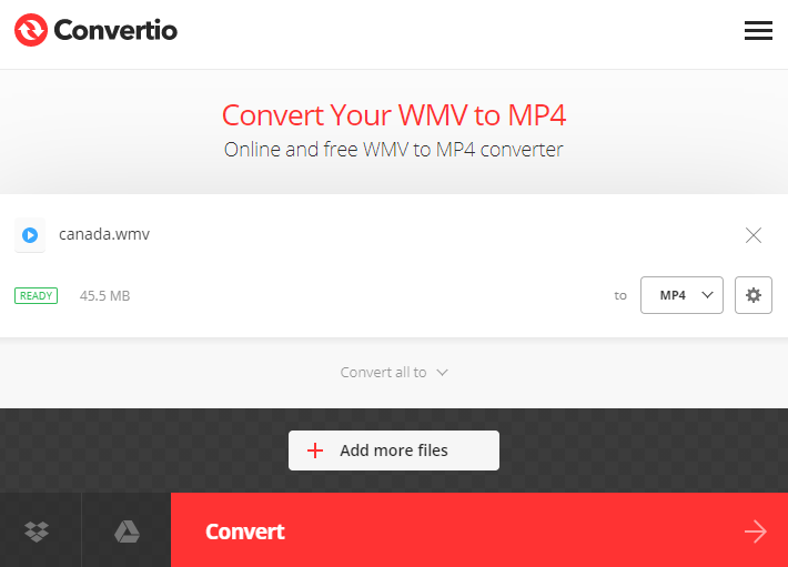 come convertire wmv in mp4 su convertio