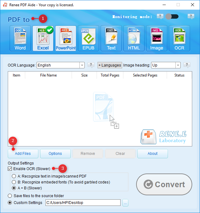 come convertire i pdf in excel con renee pdf aide