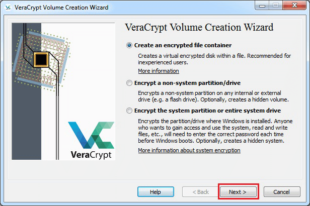 creare un contenitore di file criptati in veracrypt