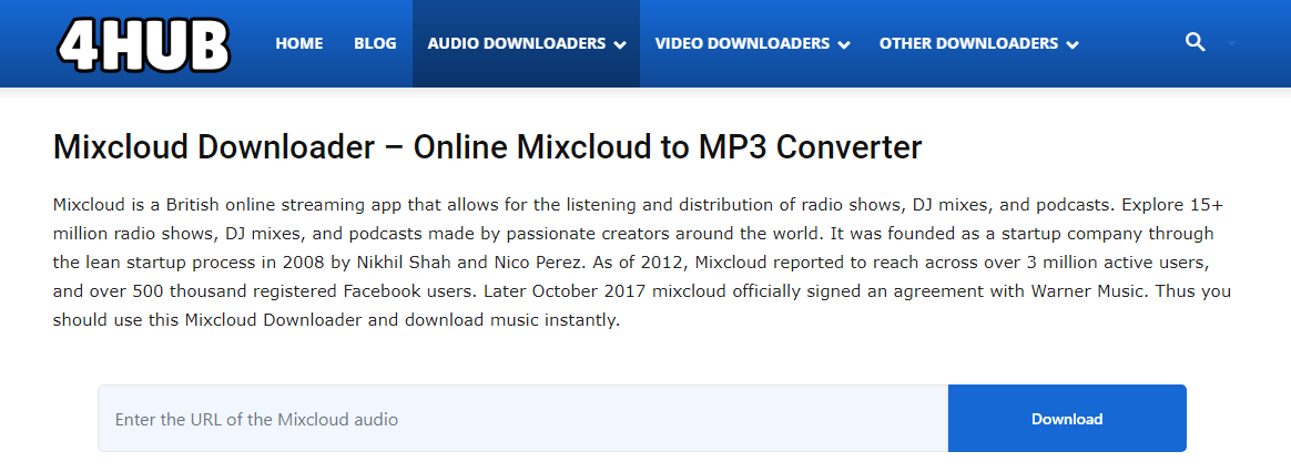 come scaricare canzoni da mixcloud 4hub