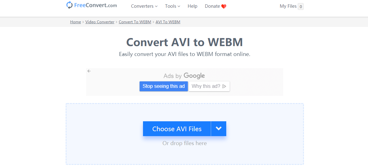 convertire avi in webm su freeconvertcom