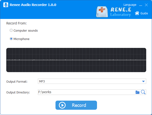 registrare i suoni dal microfono con il registratore audio renee