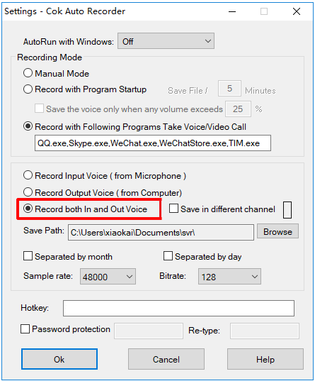 come registrare gli audio del computer e del microfono con il registratore automatico cok