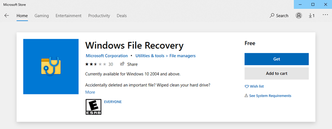 Il lavoro di recupero dei file di Windows di Microsoft