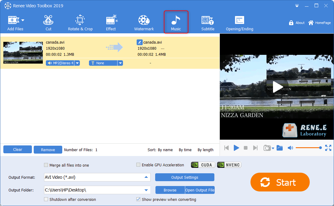 selezionare la musica in renee video editor pro