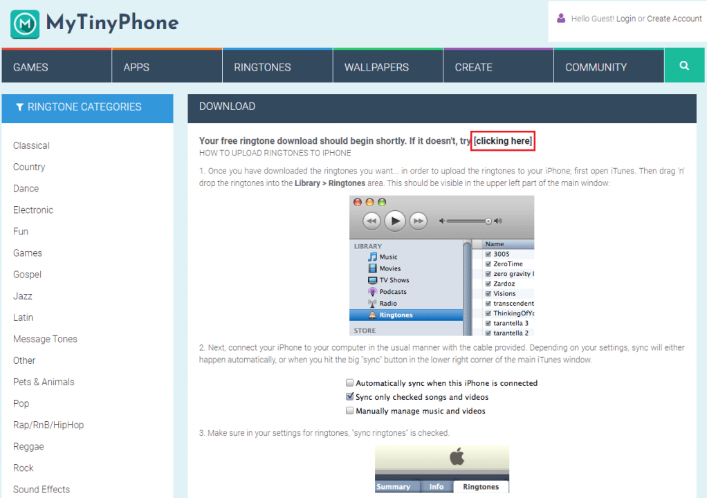 come ottenere suonerie gratuite per iPhone su mytinyphone