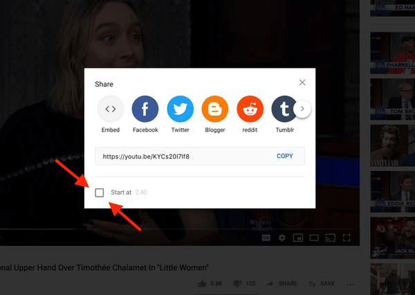 come avviare un video di youtube a una certa ora